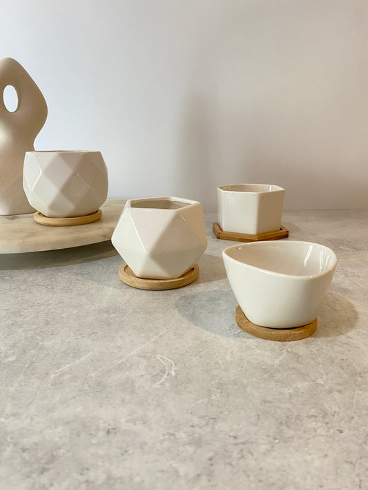 Geometric Ceramic Planter Set